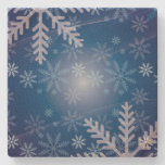 Blue Snowflakes Christmas Stone Beverage Coaster