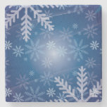 Blue Snowflakes Christmas Stone Beverage Coaster