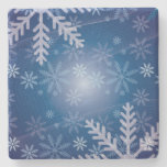 Blue Snowflakes Christmas Stone Coaster