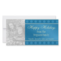 Blue Snowflakes Holiday Photocard by Jamene Blue Snowflakes Holiday Photocard