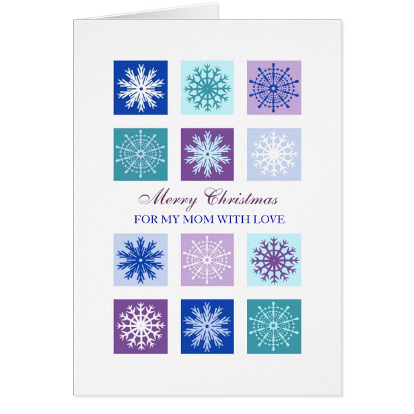 Blue Snowflakes Mother Merry Christmas Card