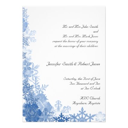 Blue Snowflakes on White Background Announcements
