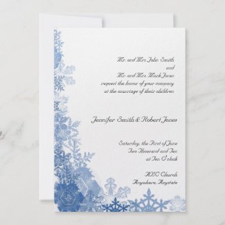 Blue Snowflakes on White Background invitation