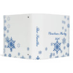 Blue Snowflakes on White Binder