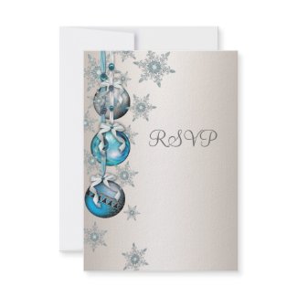 Blue Snowflakes Ornaments Christmas Party RSVP