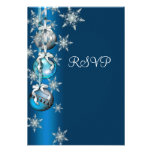 Blue Snowflakes Ornaments Christmas Party RSVP Personalized Announcement