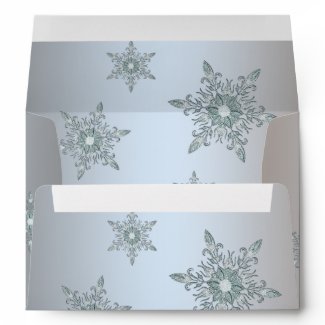 Blue Snowflakes Pearl Blue Christmas Envelopes envelope