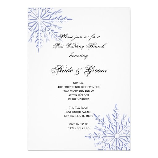 Blue Snowflakes Post Wedding Brunch Invitation
