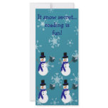 Blue Snowflakes Reading Snowman Bookmarks Customized Rack Card