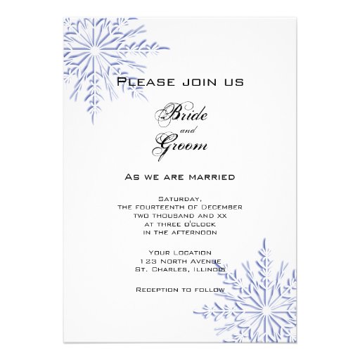 Blue Snowflakes Wedding Invitation