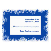 Blue Snowflakes Wedding Place Cards Business Card Template