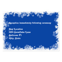 Blue Snowflakes Wedding Reception Card Business Cards