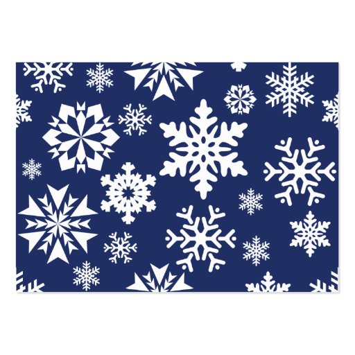 Blue Snowflakes Winter Christmas Holiday Pattern Business Card (back side)