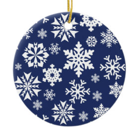 Blue Snowflakes Winter Christmas Holiday Pattern Christmas Ornaments