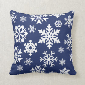 Blue Snowflakes Winter Christmas Holiday Pattern Throw Pillows
