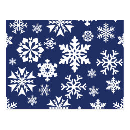 Blue Snowflakes Winter Christmas Holiday Pattern Postcard