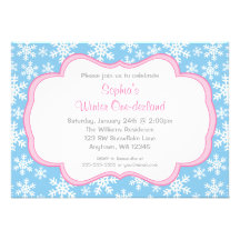 Blue Snowflakes Winter Onederland Birthday Custom Announcements