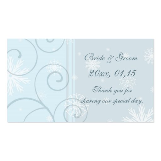Blue Snowflakes Winter Wedding Favor Tags Business Cards (front side)