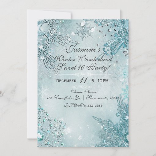 Blue Snowflakes Winter Wonderland Holiday Party Invitation Zazzle