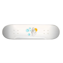Blue Snowflakes with Cloud Skateboard