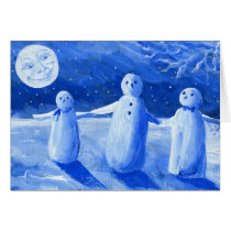 Blue Snowmen Gang Greeting Card cards