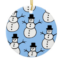 Blue Snowmen Ornament