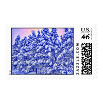 Blue Snowscape Postage Stamp