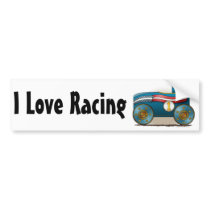 Blue Soap Box Car I Love Racing Bumper Sticker bumper stickers by art1st Blue Soap Box Car I Love Racing Bumper Sticker bumper stickers