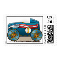 Blue Soap Box Car Stamps by art1st Blue Soap Box Car Stamps