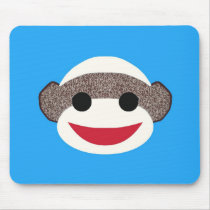 Blue Sock Monkey Boy Mousepads