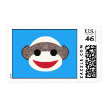 Blue Sock Monkey Boy Postage