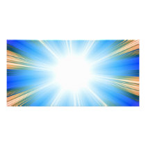 Blue Solar Flare Star Burst Background Picture Card