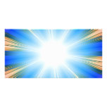 Blue Solar Flare Star Burst Background Picture Card