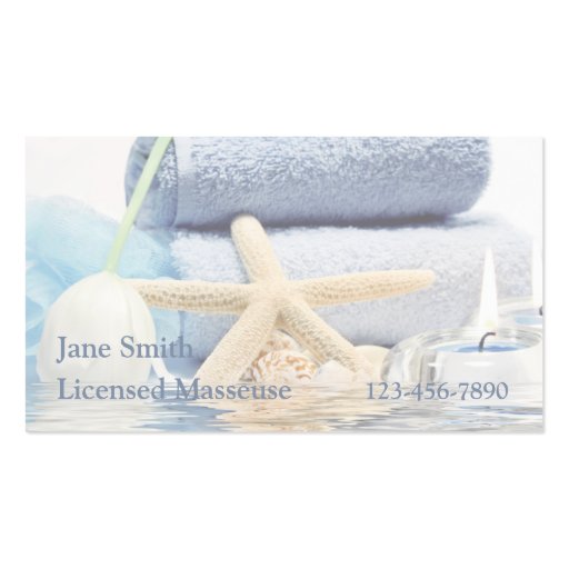 Blue Spa Reflection Business Cards (front side)