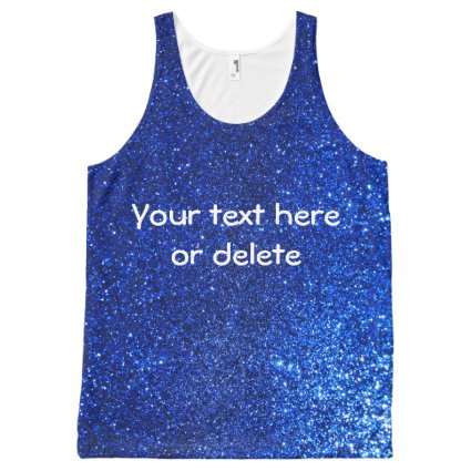 Blue Sparkle Glitter Personalize All Over Print Tank Top
