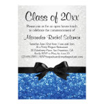 Blue Sparkle-look Bow Graduation Invitation invitations