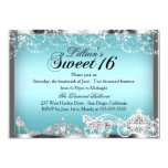 Blue Sparkle Princess Theme Sweet 16 Invite