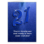 Blue Sparkly 21st Birthday Greeting Card cards