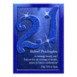 Blue Sparkly 21st Birthday Party Invitations invitations