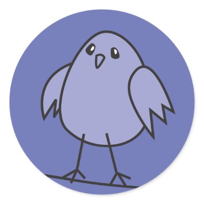 blue sparrow round sticker by MichelineKanzy