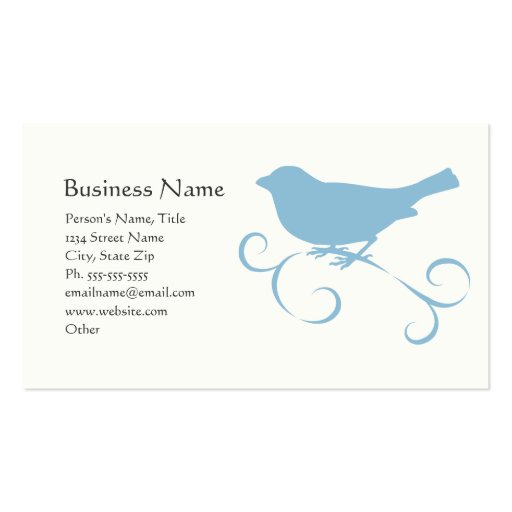 Blue Sparrow with Ribbon Business Card Template