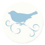 Blue Sparrow with Ribbon Round Stickers