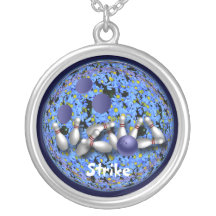Blue Speckled Bowling Ball Necklaces