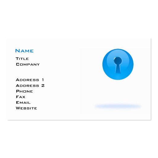 Blue Sphere With Keyhole Business Card Template (front side)