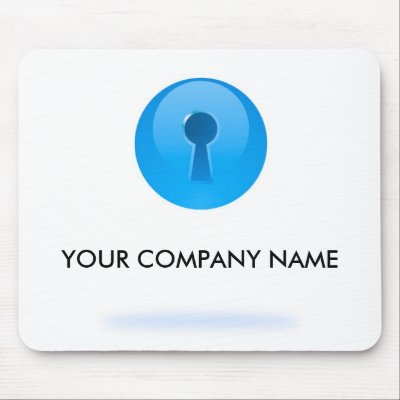 Blue Sphere With Keyhole Customizable Mousepad by PlasmicSteve