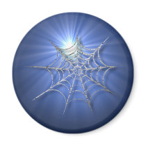Blue Spider Web Gleaming in the Sun Stickers magnets