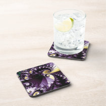 Blue Spiral Fractal with Spikes Drink Coasters