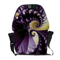Blue Spiral Fractal with Spikes Messenger Bags