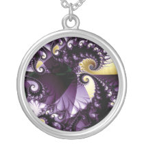 Blue Spiral Fractal with Spikes Necklaces