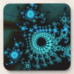 Blue Spirals Fractal Coasters